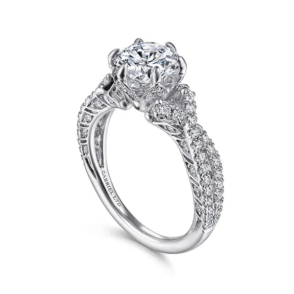 Vintage Inspired Twisted Round Diamond Engagement Ring Mounting
