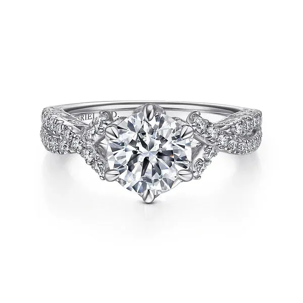 Vintage Inspired Twisted Round Diamond Engagement Ring Mounting