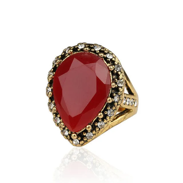 Vintage Jewelry Spartacus Fashion 18K Gold Emerald Stone Rhinestone Engagement Rings For Women