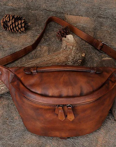 Vintage Leather Waist Bag Fanny Pack Vintage Handmade Hip Packs for Men