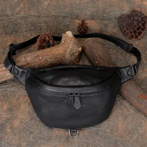 Vintage Leather Waist Bag Fanny Pack Vintage Handmade Hip Packs for Men