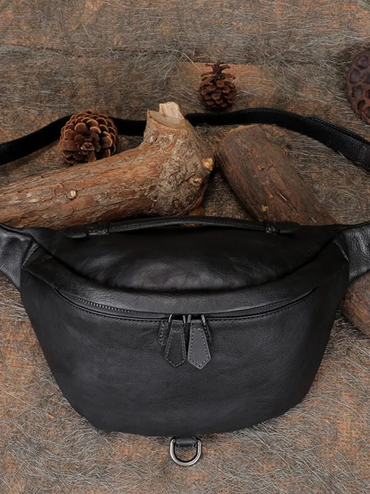 Vintage Leather Waist Bag Fanny Pack Vintage Handmade Hip Packs for Men
