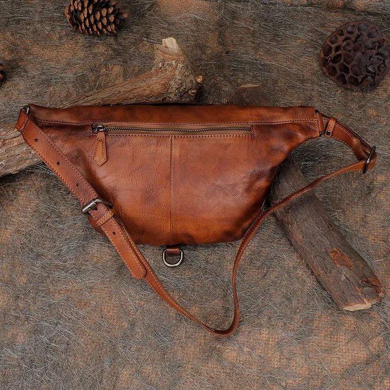 Vintage Leather Waist Bag Fanny Pack Vintage Handmade Hip Packs for Men