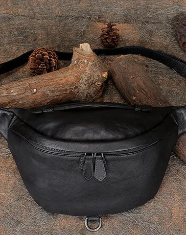 Vintage Leather Waist Bag Fanny Pack Vintage Handmade Hip Packs for Men