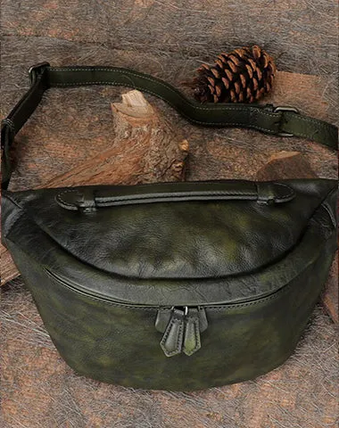Vintage Leather Waist Bag Fanny Pack Vintage Handmade Hip Packs for Men