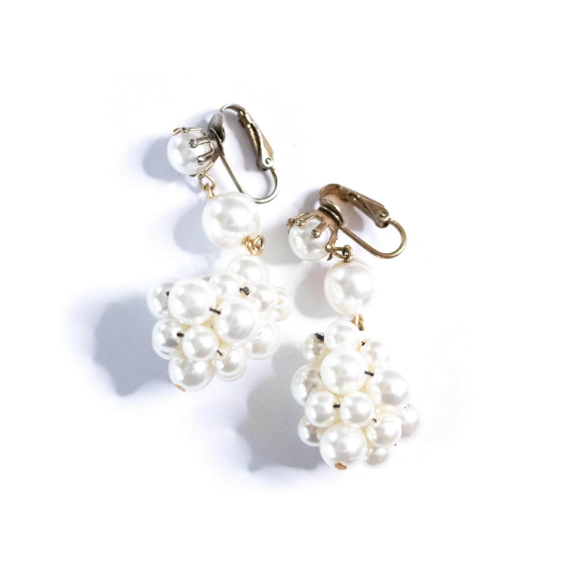 Vintage Pearl Cluster Statement Earrings