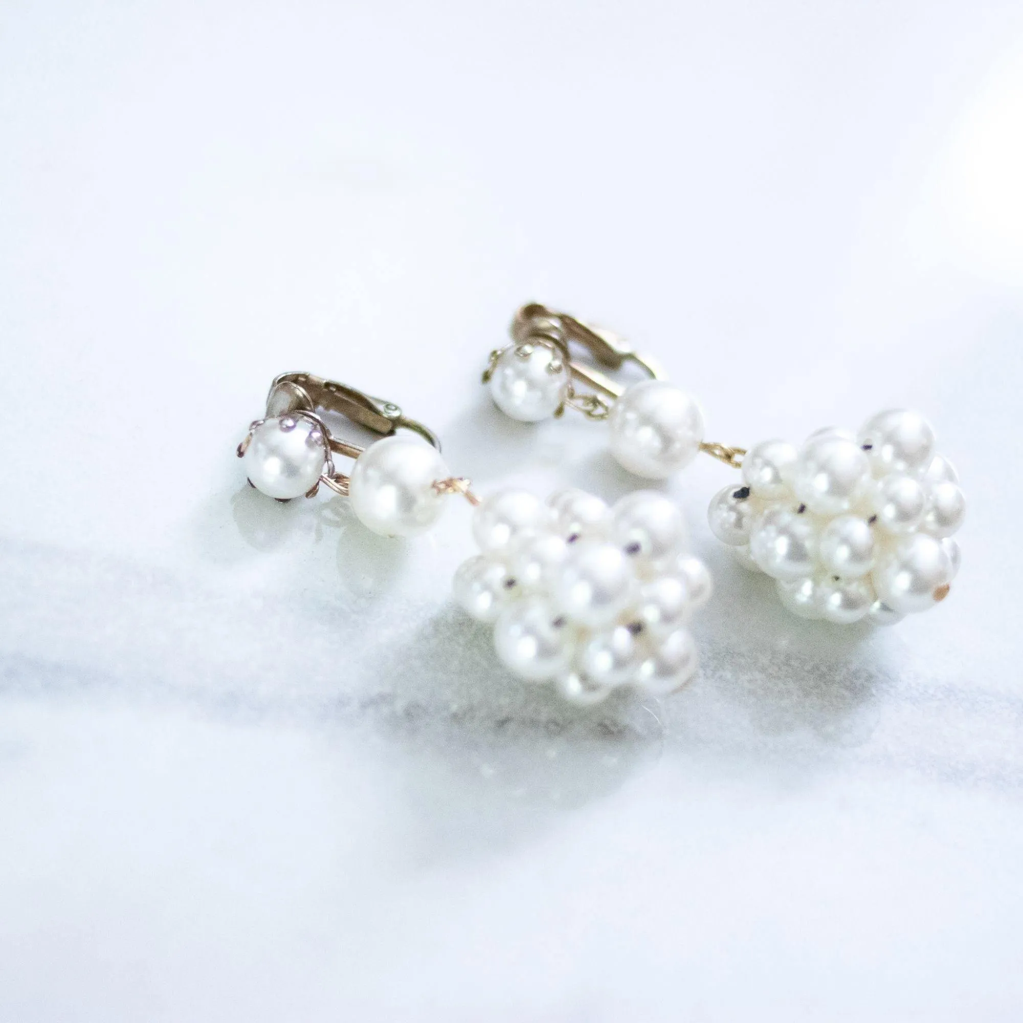 Vintage Pearl Cluster Statement Earrings