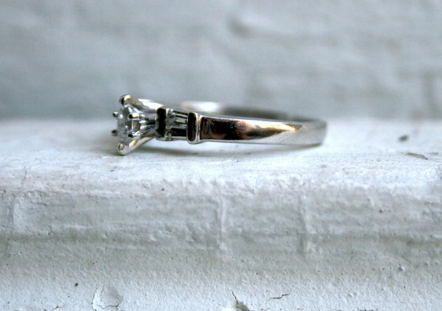 Vintage Platinum Marquise Diamond Engagement Ring - 0.38ct.