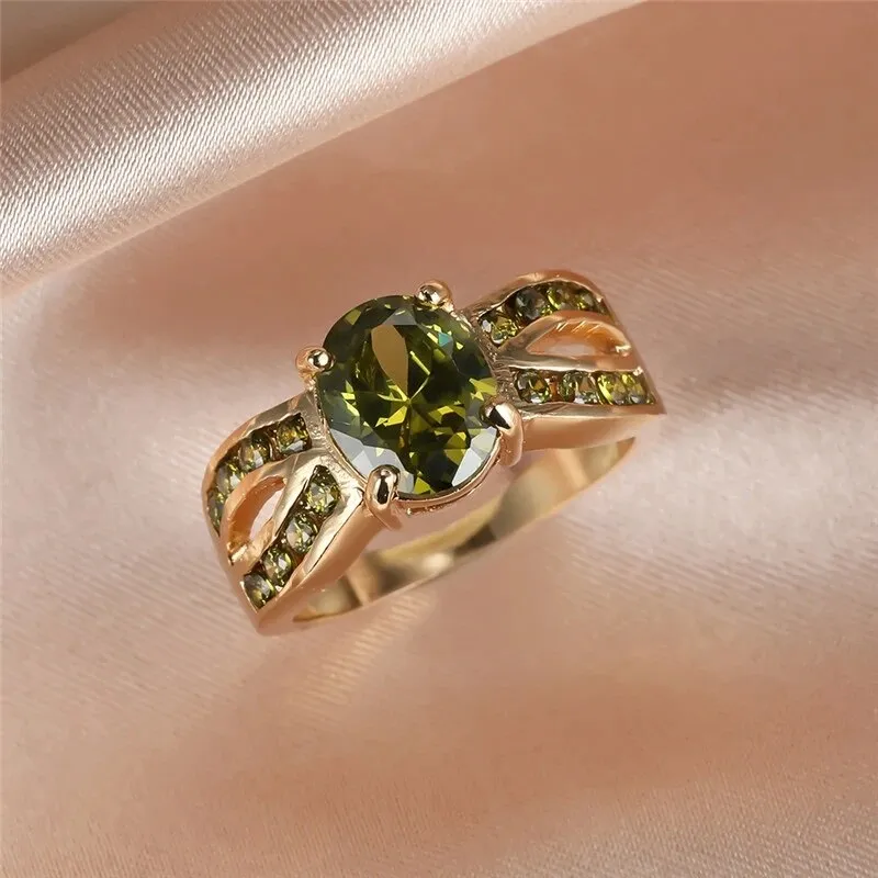 Vintage Red Ruby Gemstone Ring Gold Wedding For Women Jewelry