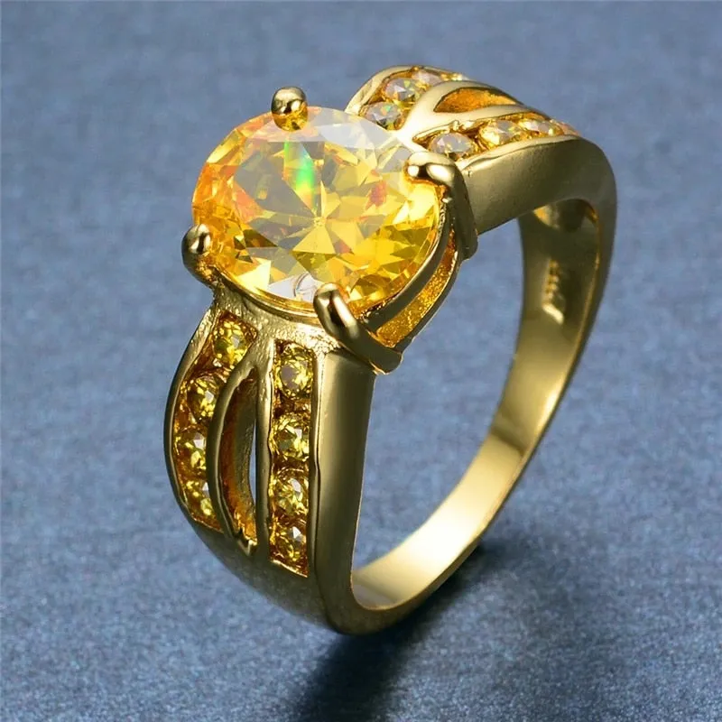 Vintage Red Ruby Gemstone Ring Gold Wedding For Women Jewelry