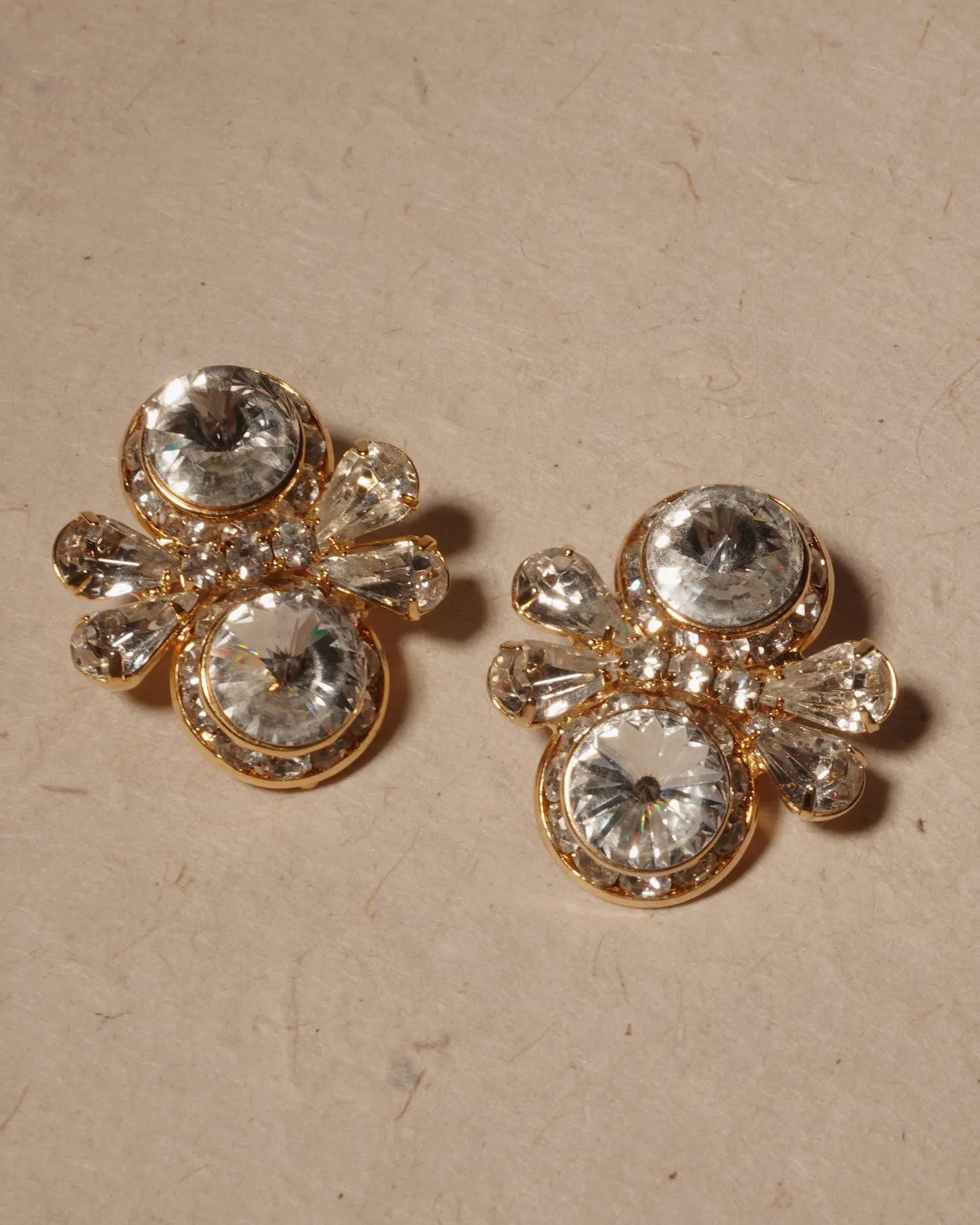 Vintage Rhinestone Cluster Clip Ons