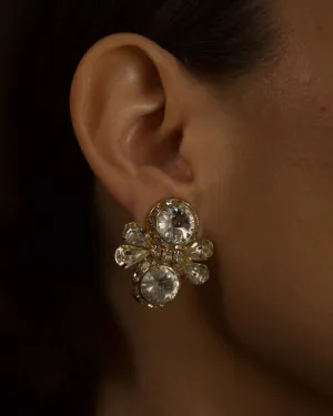 Vintage Rhinestone Cluster Clip Ons