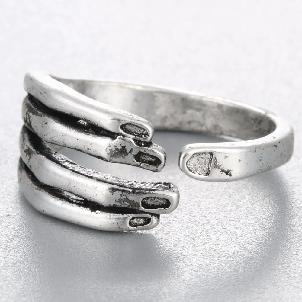 Vintage Silver Skeleton Ring Gothic Man Women's Jewelry
