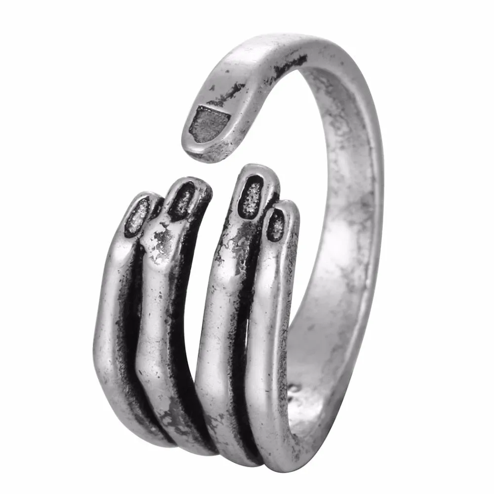 Vintage Silver Skeleton Ring Gothic Man Women's Jewelry