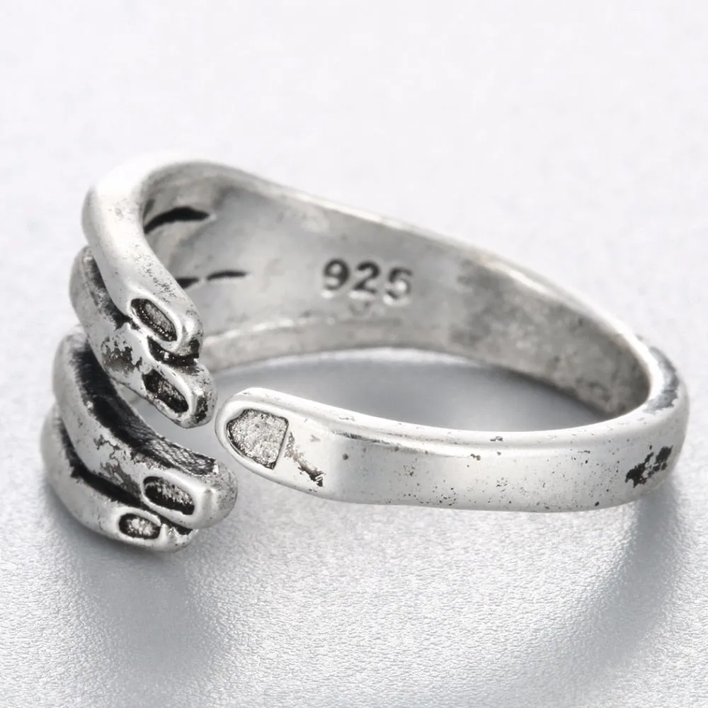 Vintage Silver Skeleton Ring Gothic Man Women's Jewelry