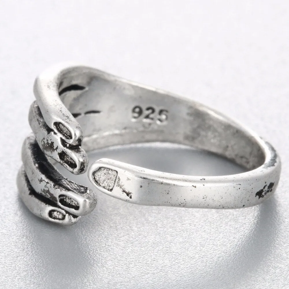 Vintage Silver Skeleton Ring Gothic Man Women's Jewelry