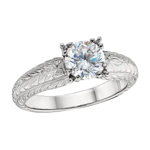 Vintage Style Hand Engraved Solitaire Engagement Rings