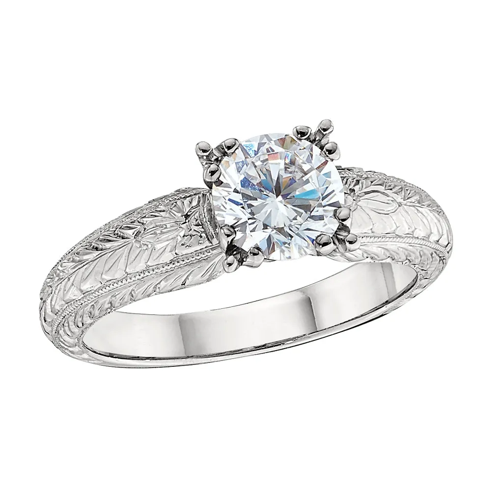 Vintage Style Hand Engraved Solitaire Engagement Rings