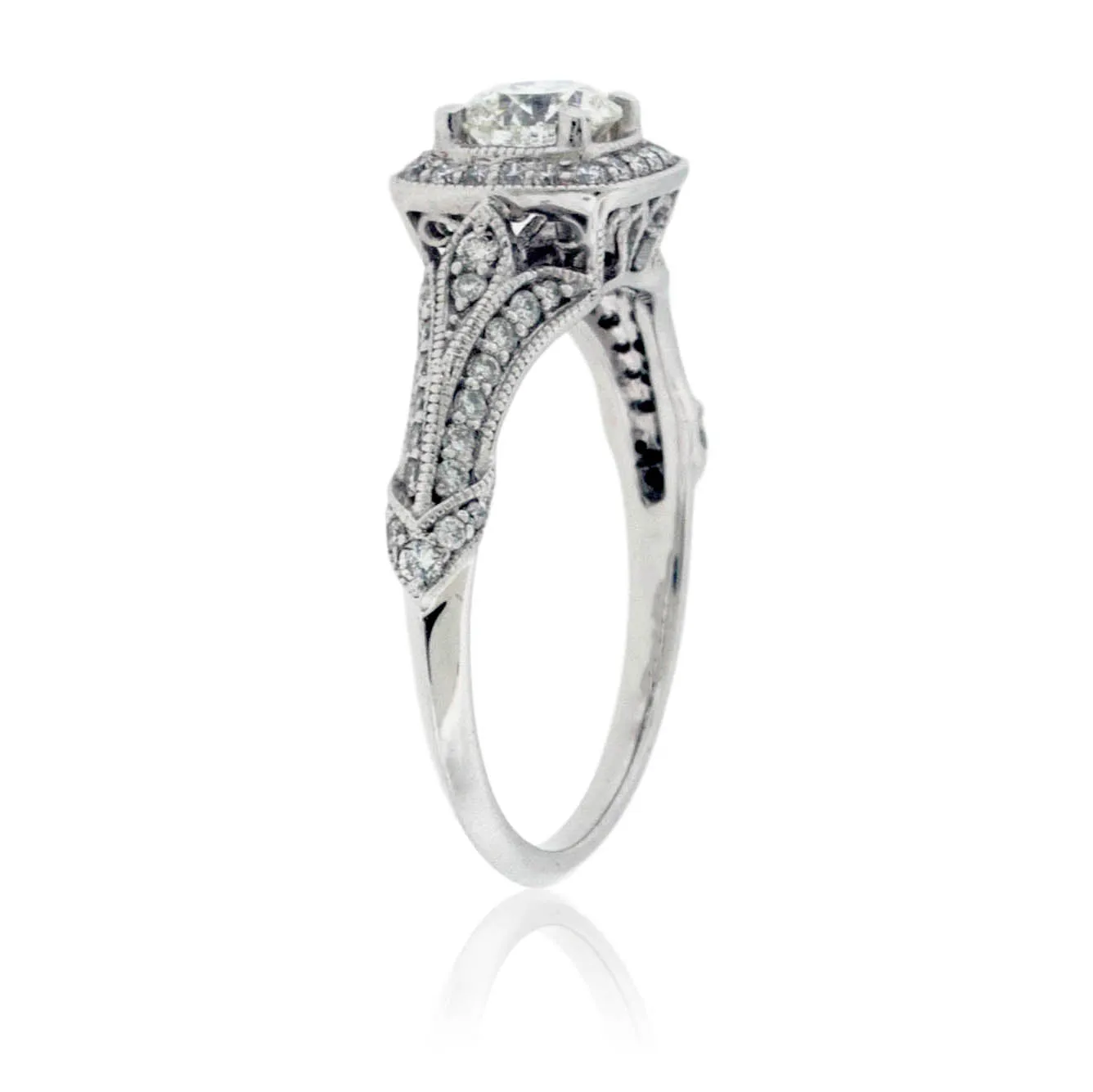 Vintage-Style Round Diamond Engagement Ring