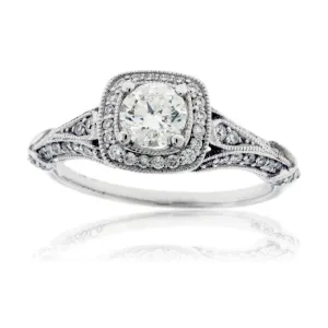 Vintage-Style Round Diamond Engagement Ring