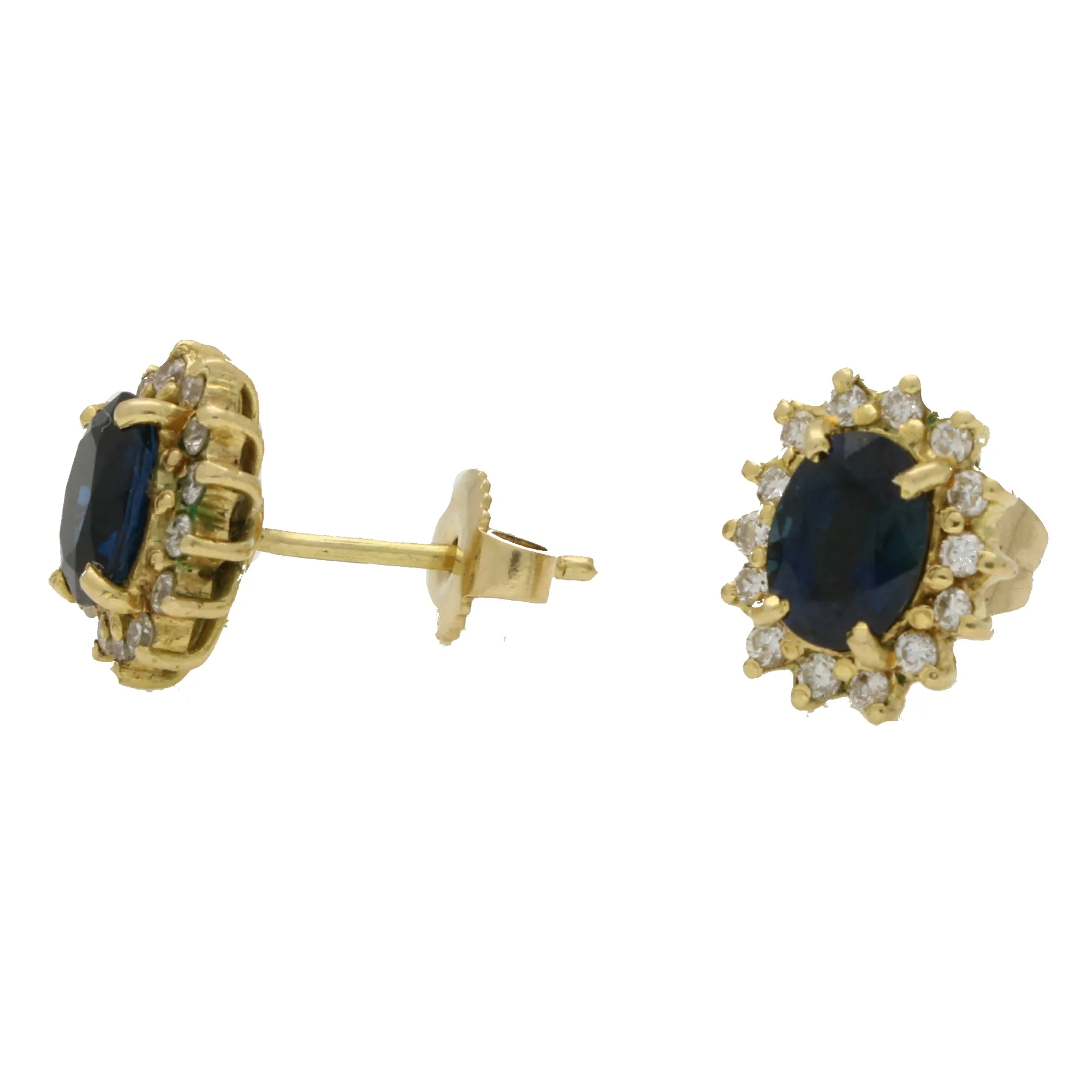 Vintage Teal Sapphire and Diamond Earrings