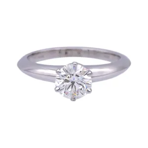 Vintage Tiffany & Co Platinum Solitaire .74 H VS2 Round Diamond Engagement Ring