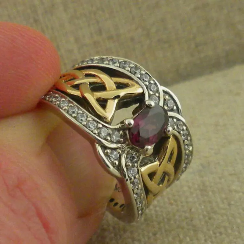 Vintage TwoTone Amethyst Ring for Women Blue  Engagement Jewelry