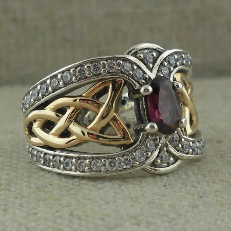 Vintage TwoTone Amethyst Ring for Women Blue  Engagement Jewelry
