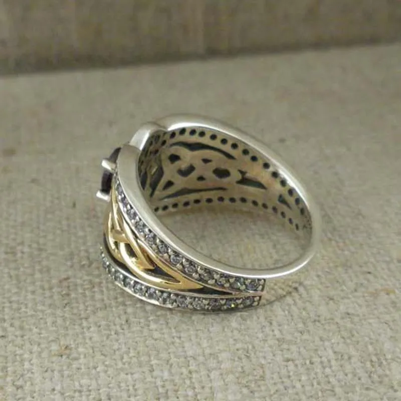 Vintage TwoTone Amethyst Ring for Women Blue  Engagement Jewelry