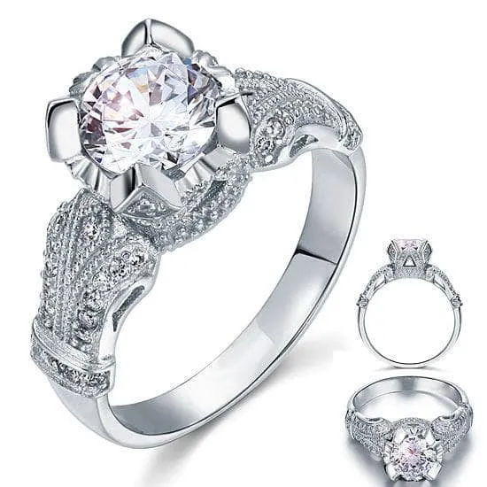Vintage Victorian Style 2.0 Ct Diamond Wedding Engagement Ring