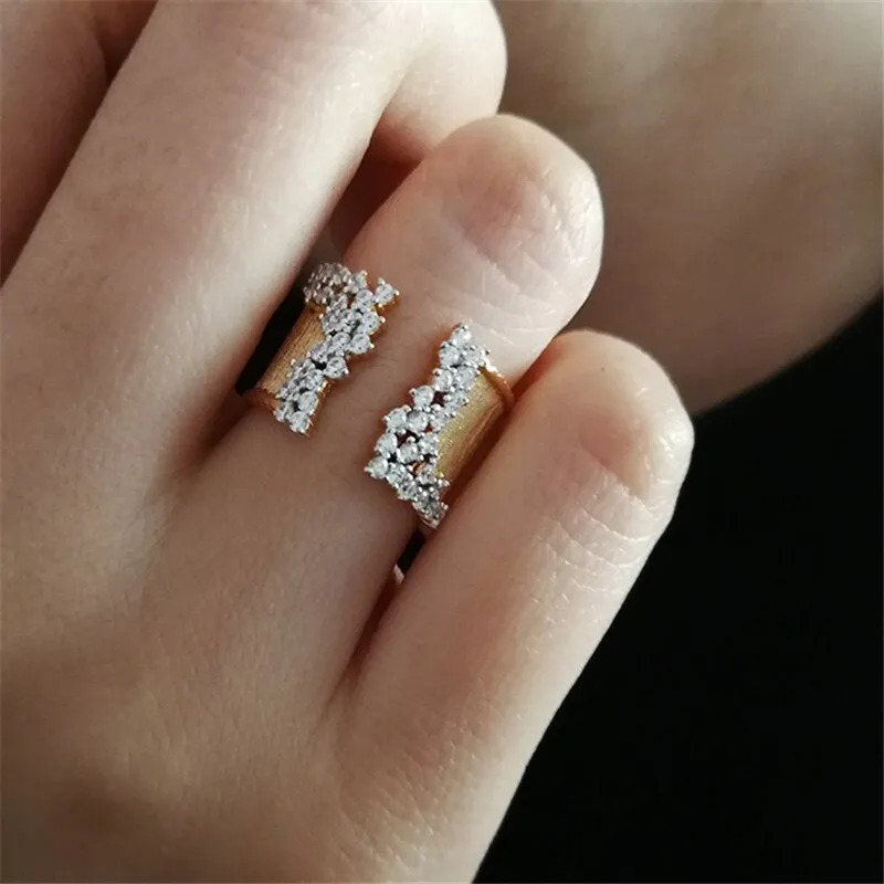 Vintage White Sapphire Gemstone Ring Engagement Women Jewelry