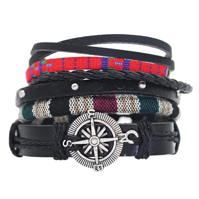 Vintage Wind Woven Leather Bracelet Men and Women Couple DIY Multi-layer Art Bracelet