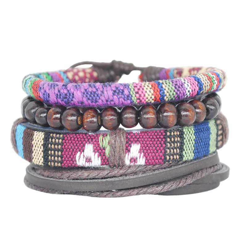Vintage Wind Woven Leather Bracelet Men and Women Couple DIY Multi-layer Art Bracelet