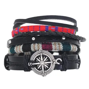 Vintage Wind Woven Leather Bracelet Men and Women Couple DIY Multi-layer Art Bracelet