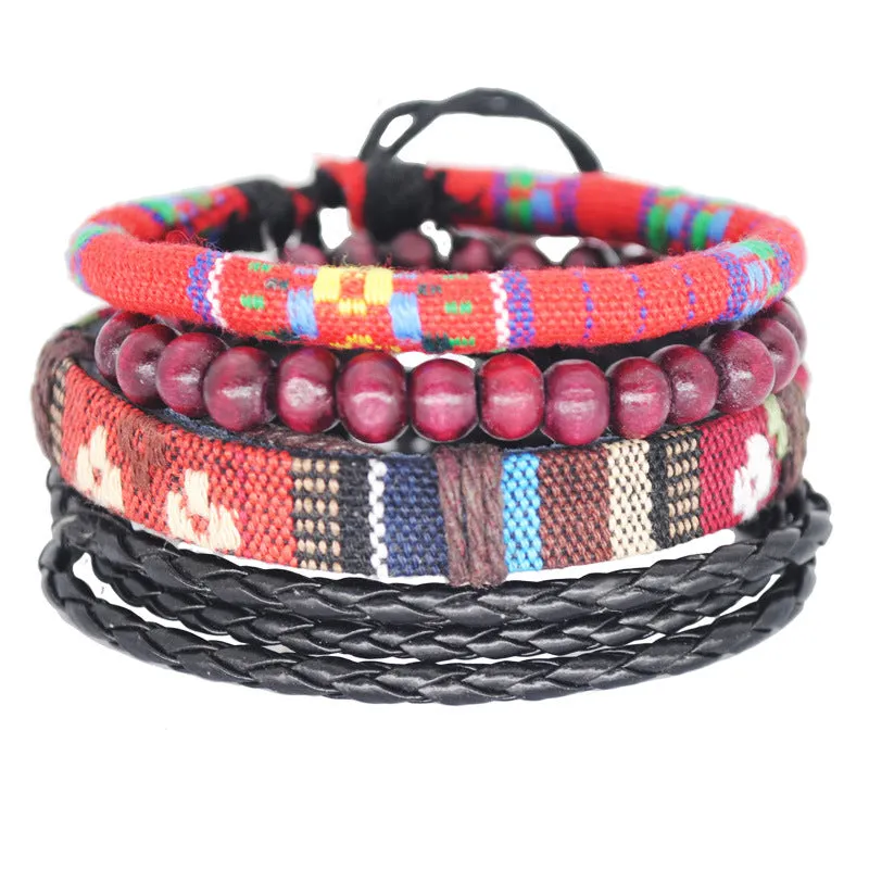 Vintage Wind Woven Leather Bracelet Men and Women Couple DIY Multi-layer Art Bracelet