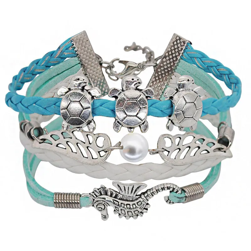 Vintage Wind Woven Leather Bracelet Men and Women Couple DIY Multi-layer Art Bracelet