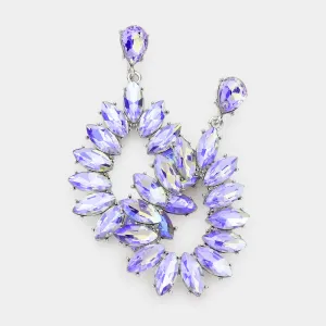 Violet AB Marquise Stone Cluster Open Teardrop Dangle Pageant Earrings | 551894
