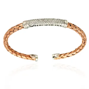 Vittorium Rose Gold Medium Interlock Bangle with CZ Diamonds