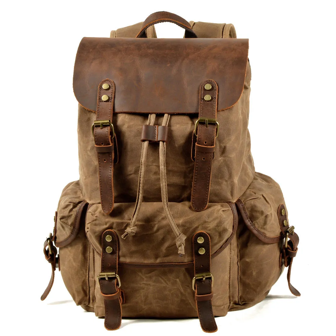 Waxed Canvas / Leather Backpack - OLYMPUS