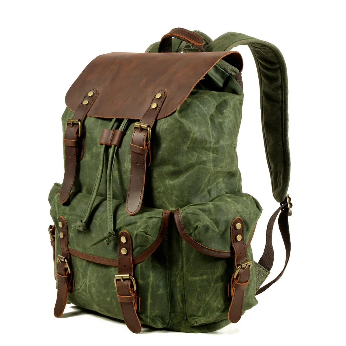 Waxed Canvas / Leather Backpack - OLYMPUS