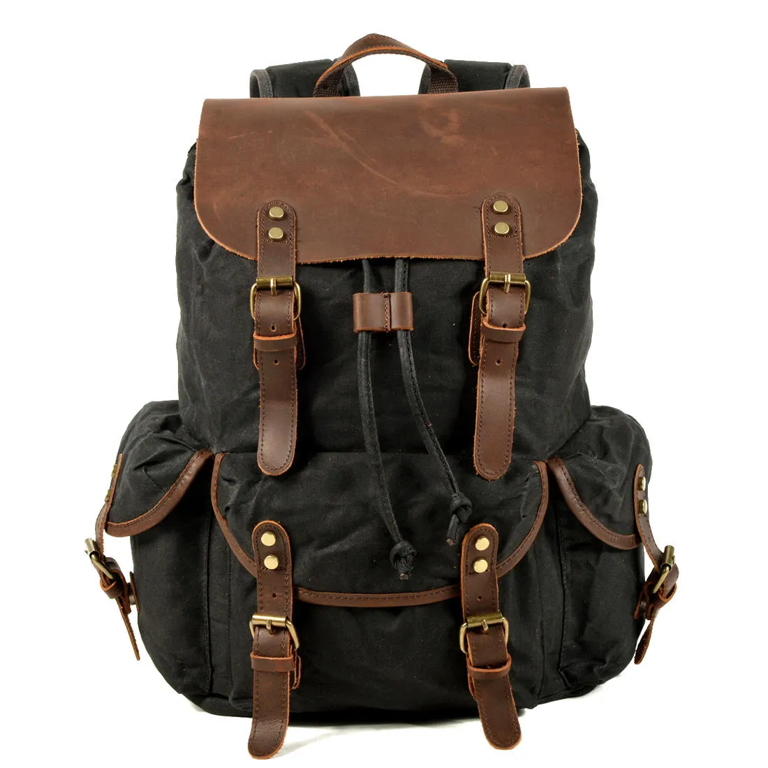 Waxed Canvas / Leather Backpack - OLYMPUS