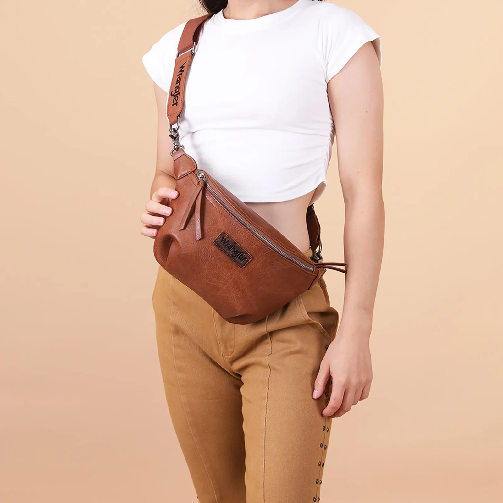 WG82-194  Wrangler Fanny Pack Belt Bag Sling Bag - Brown