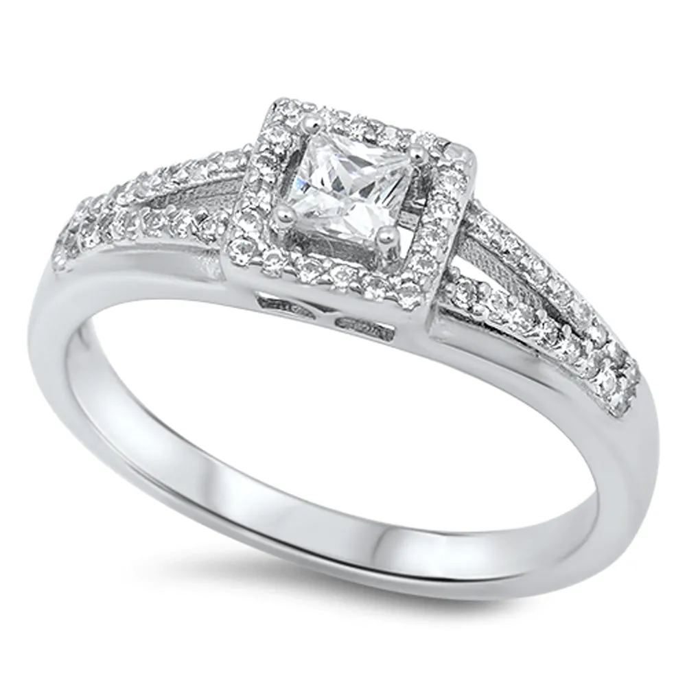 White CZ Polished Elegant Simple Ring New .925 Sterling Silver Band Sizes 4-12