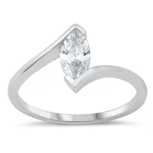 White CZ Polished Engagement Ring New .925 Sterling Silver Band Sizes 5-10