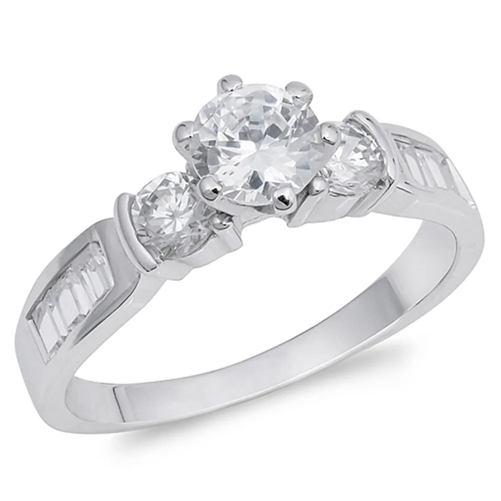 White CZ Round Wedding Vintage Ring New .925 Sterling Silver Band Sizes 5-9