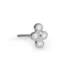 White Gold and Four Diamond "Cluster" Post Earring