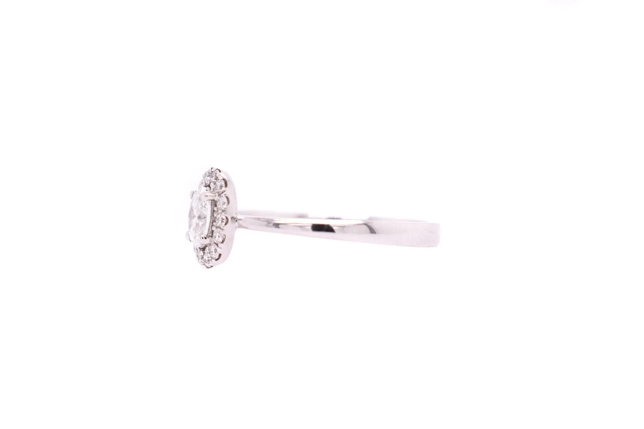 White Gold Oval Halo Engagement Ring
