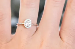 White Gold Oval Halo Engagement Ring