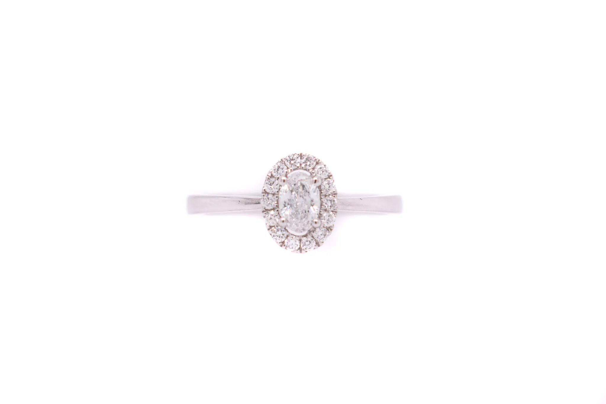 White Gold Oval Halo Engagement Ring