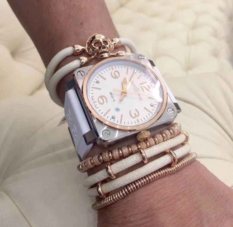 White Multi Skull Stingray with Rose Gold